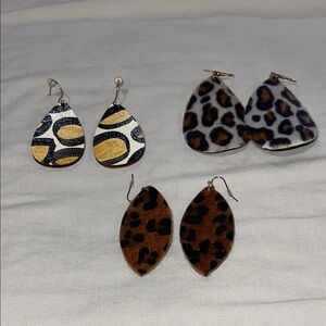 Wild Patterned Teardrop Earrings Trio